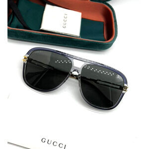 NEW Gucci GG1105S 001 Grey Gradient Frame Aviator Sunglasses